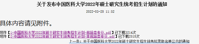 中国医科大学2022年考研招生人数