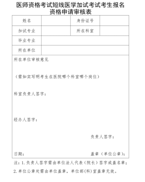 2023年聊城考点临床助理医师考试短线医学加试申请表.png